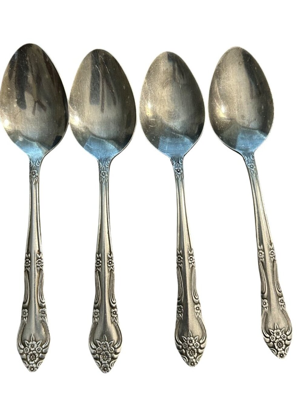 Stanley Roberts Dream Rose Stainless Steel Table Spoons Set Of 4 Floral Pattern